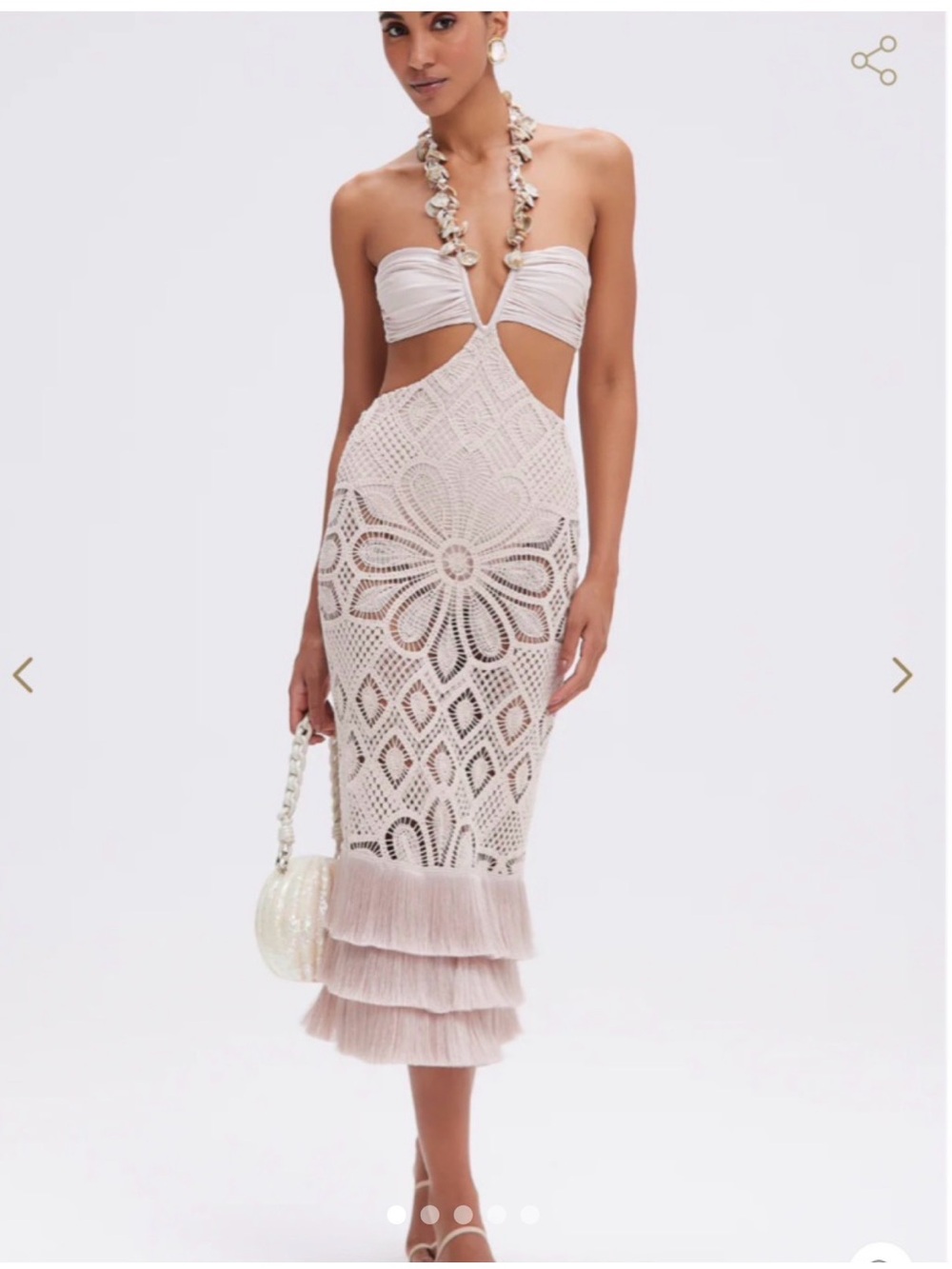 PatBO Strapless Crochet Midi Dress in Blush Cream
